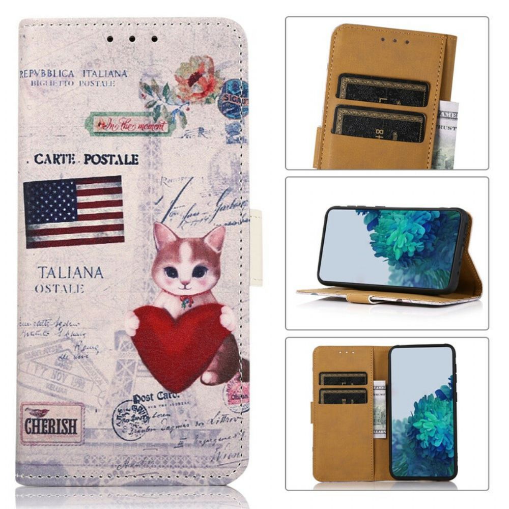 Leren Hoesje voor iPhone 13 Reizende Kat