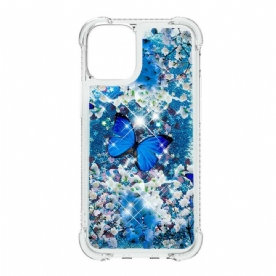 Telefoonhoesje voor iPhone 13 Blauwe Glittervlinders