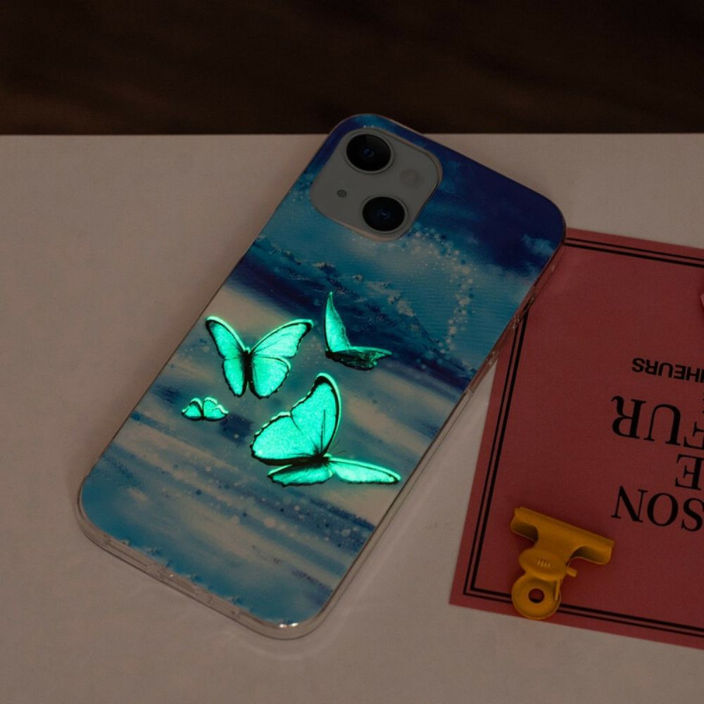 Telefoonhoesje voor iPhone 13 Fluorescerende Vlinderserie