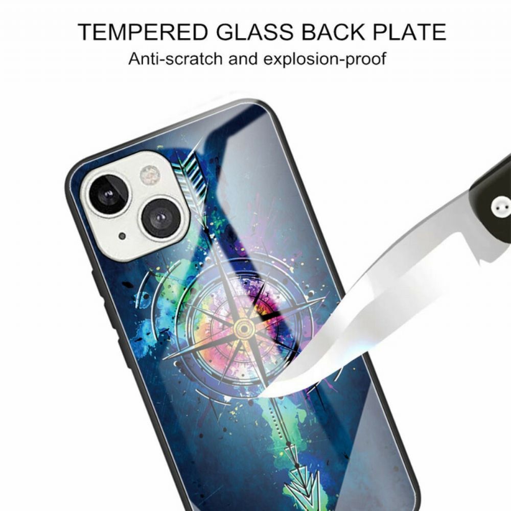 Telefoonhoesje voor iPhone 13 Gehard Glas Kompasroos