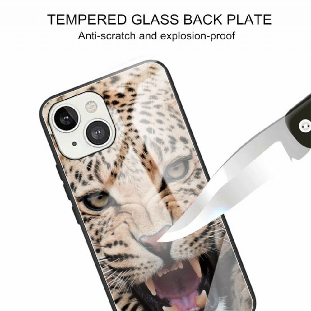 Telefoonhoesje voor iPhone 13 Luipaard Gehard Glas