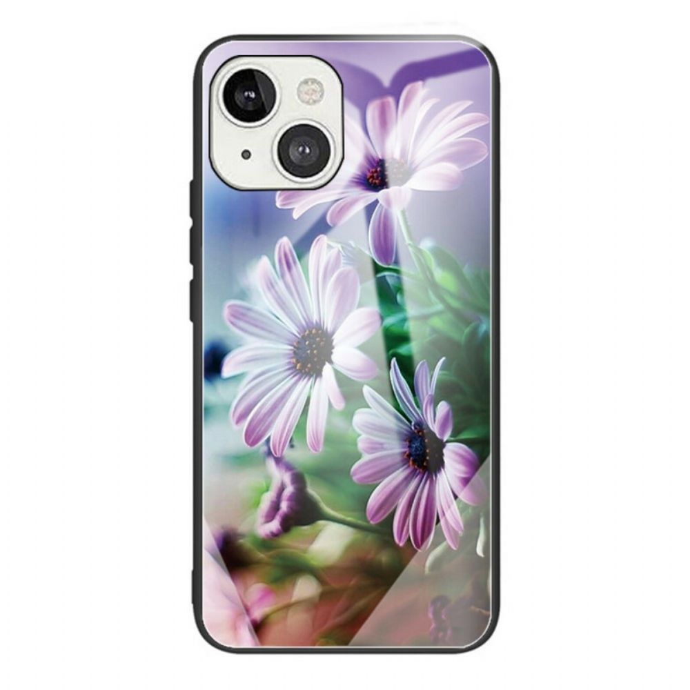 Telefoonhoesje voor iPhone 13 Realistische Bloemen Van Gehard Glas