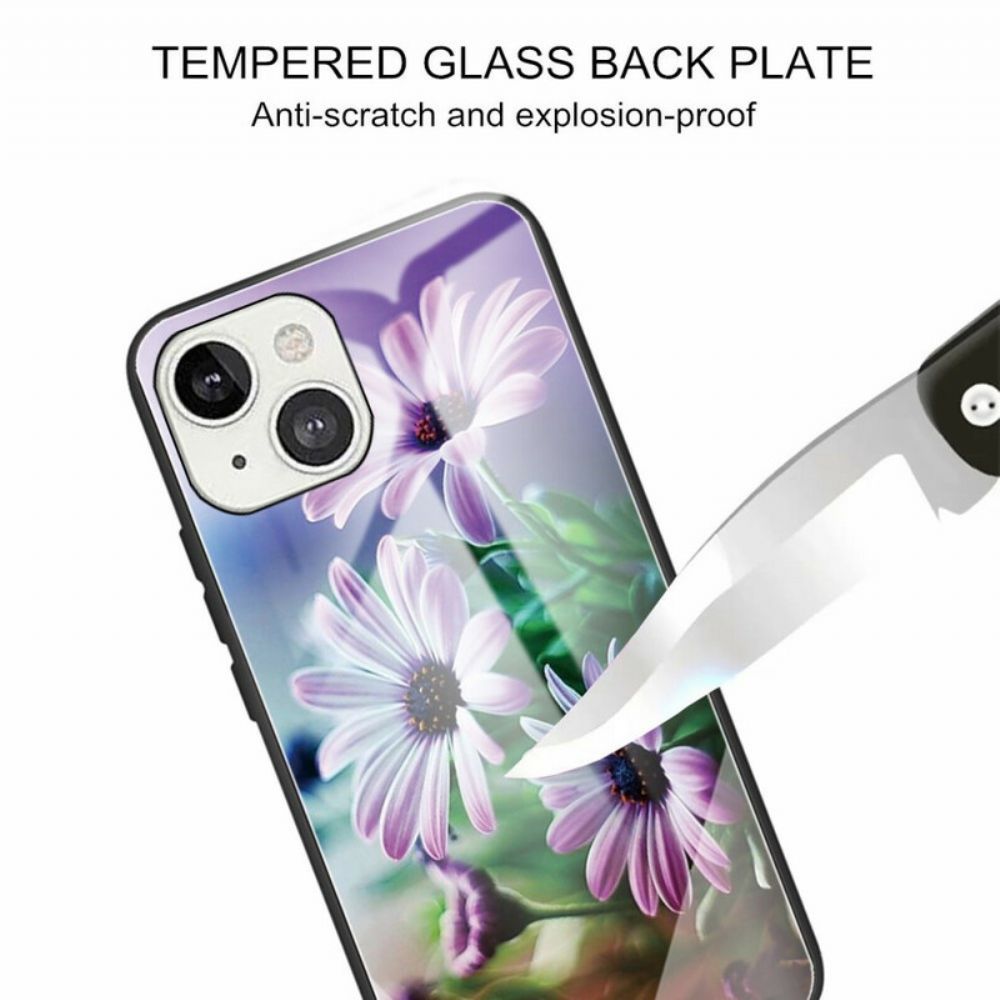 Telefoonhoesje voor iPhone 13 Realistische Bloemen Van Gehard Glas