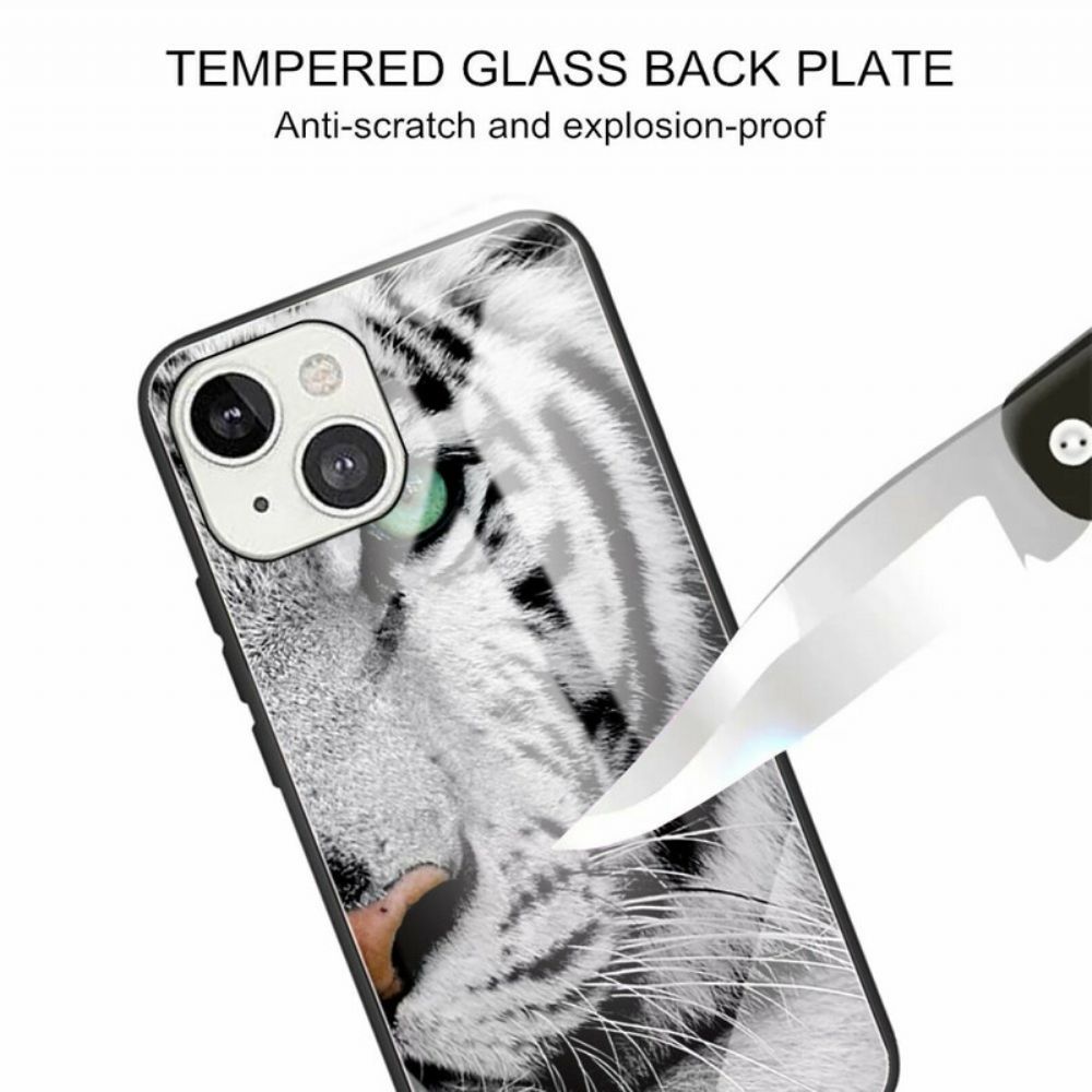 Telefoonhoesje voor iPhone 13 Tijger Gehard Glas