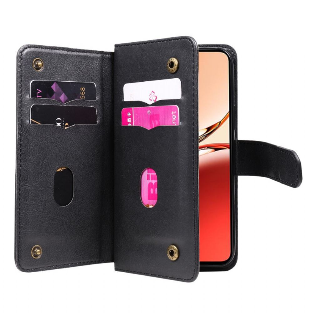 Flip Case Leren Oppo Reno 12f 5g 10 Kaarthouders