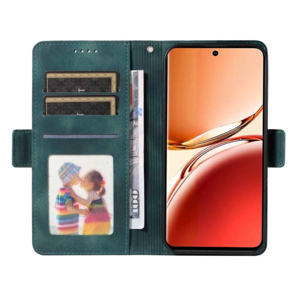 Flip Case Leren Oppo Reno 12f 5g Blokjespatroon Met Bandjes