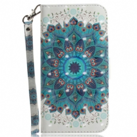 Flip Case Leren Oppo Reno 12f 5g Groene Mandala Met Bandje