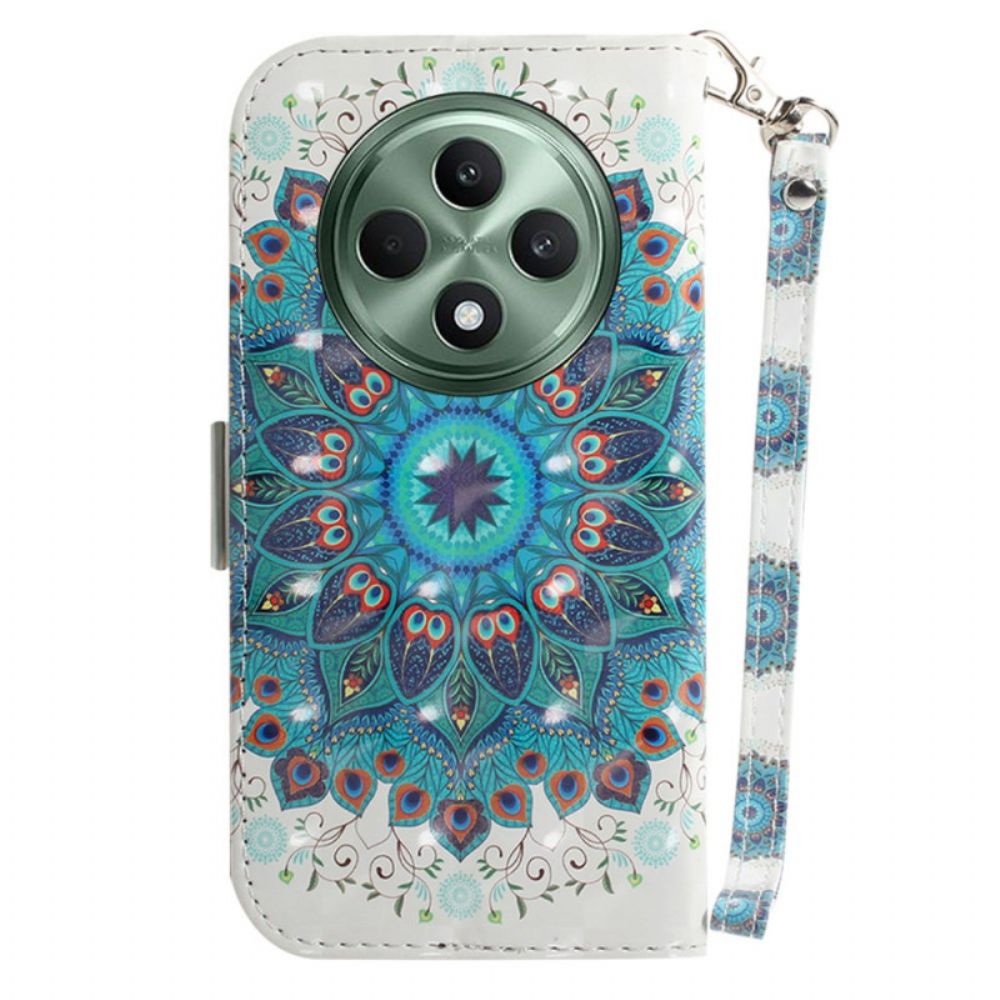 Flip Case Leren Oppo Reno 12f 5g Groene Mandala Met Bandje