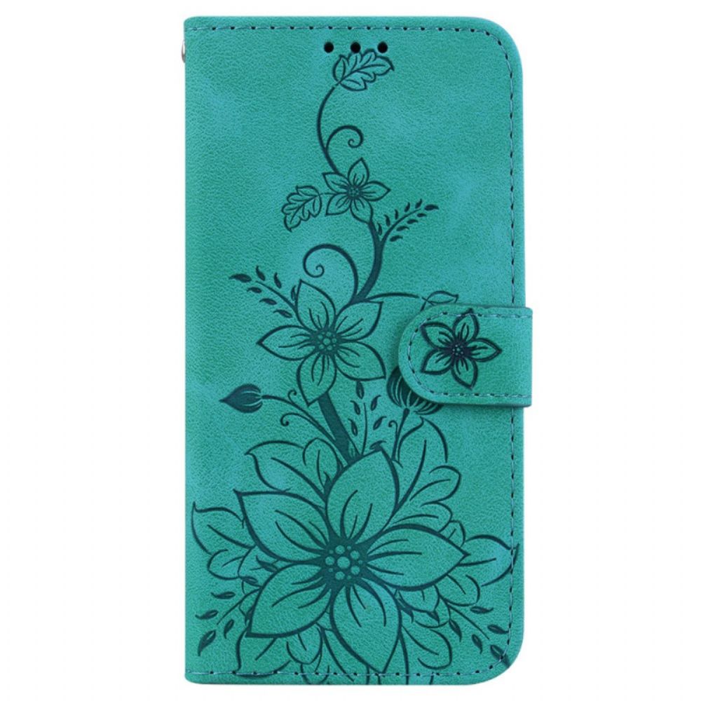 Flip Case Leren Oppo Reno 12f 5g Leliebloemen