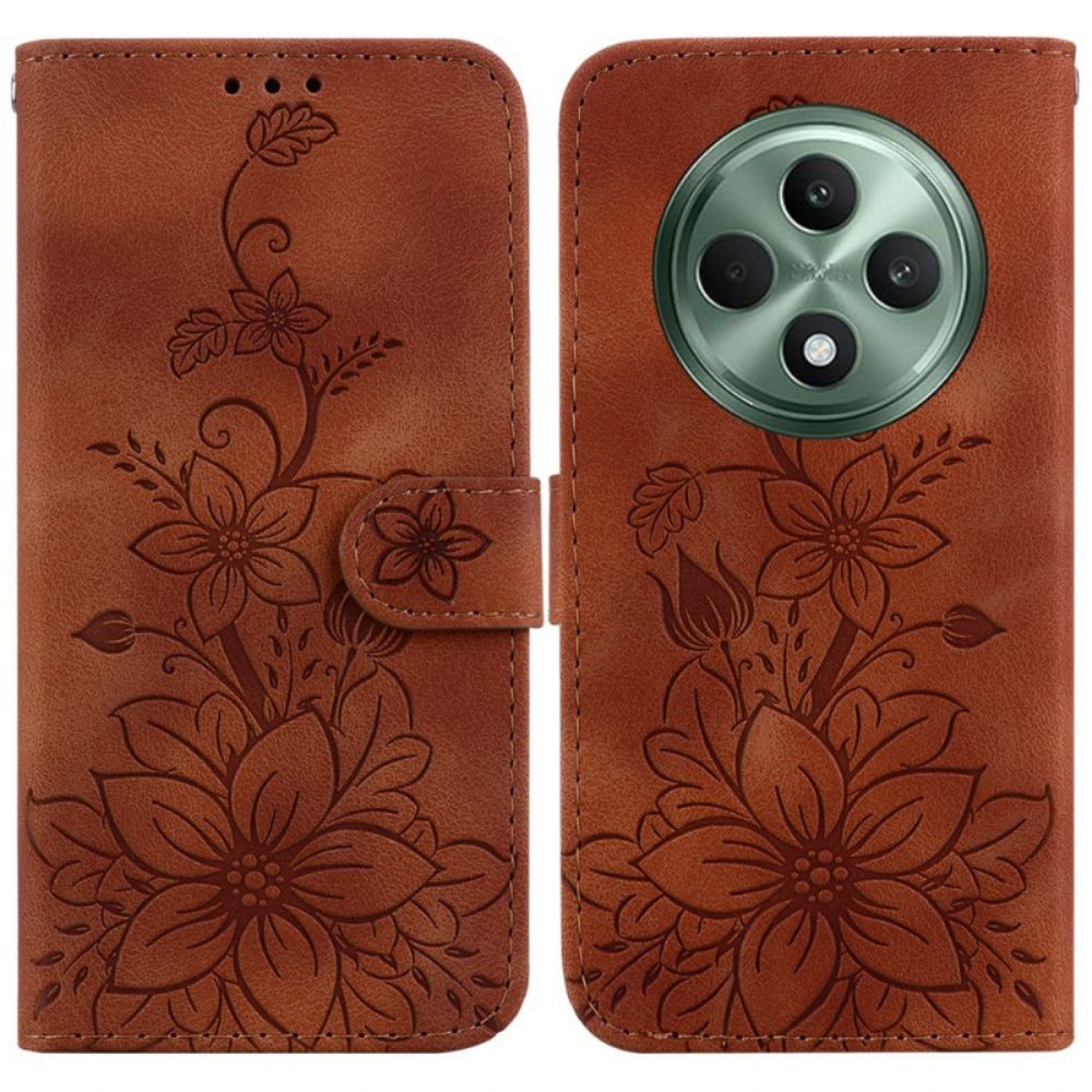 Flip Case Leren Oppo Reno 12f 5g Leliebloemen