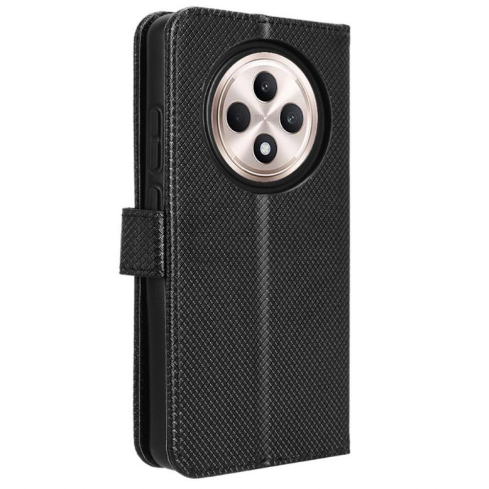 Flip Case Leren Oppo Reno 12f 5g Strappunten