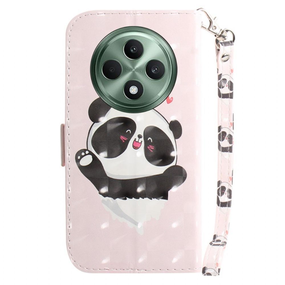 Folio-hoesje Oppo Reno 12f 5g Telefoonhoesje Panda Love Met Riempje