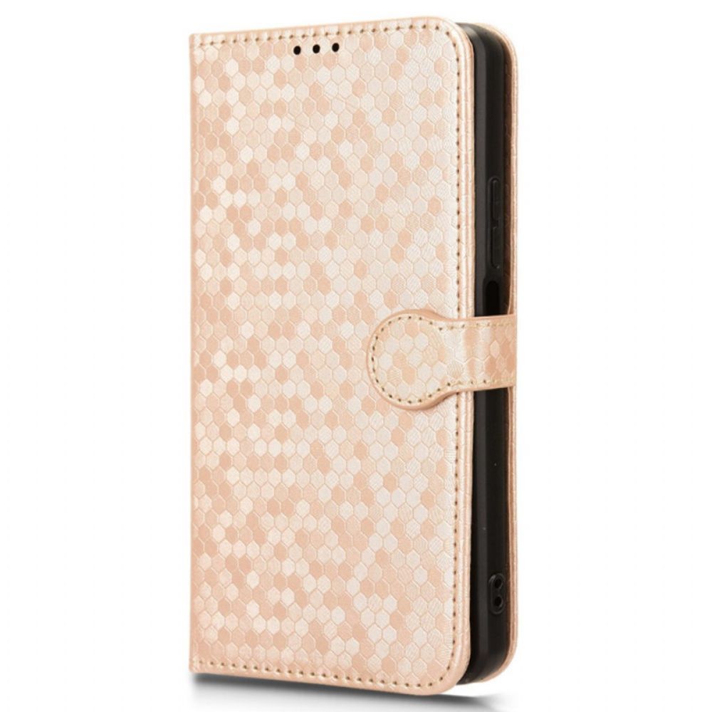 Leren Hoesje Oppo Reno 12f 5g Glanzende Stippen Met Bandje Bescherming Hoesje