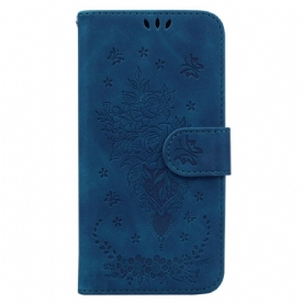 Leren Hoesje Oppo Reno 12f 5g Patroon Met Vlinders En Bloemen Bescherming Hoesje