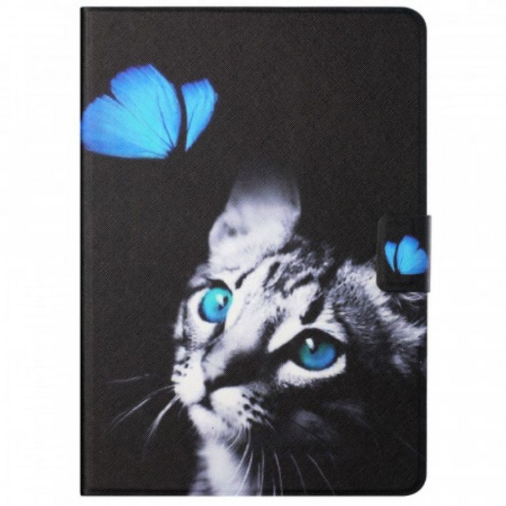 Folio-hoesje voor Samsung Galaxy Tab A8 (2021) Blauwe Kat En Vlinder