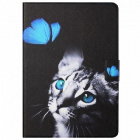 Folio-hoesje voor Samsung Galaxy Tab A8 (2021) Blauwe Kat En Vlinder