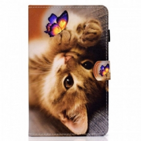 Leren Hoesje voor Samsung Galaxy Tab A8 (2021) Mijn Kitten En Vlinder