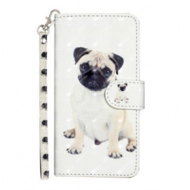 Folio-hoesje voor iPhone 15 Plus Met Ketting 3d Mopshond Met Riem