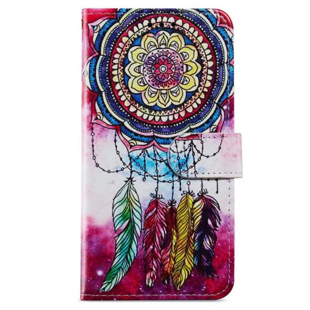 Folio-hoesje voor iPhone 15 Plus Met Ketting Aquarel Dromenvanger Met Riem