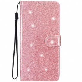 Folio-hoesje voor iPhone 15 Plus Met Ketting Glittereffect Met Riempje