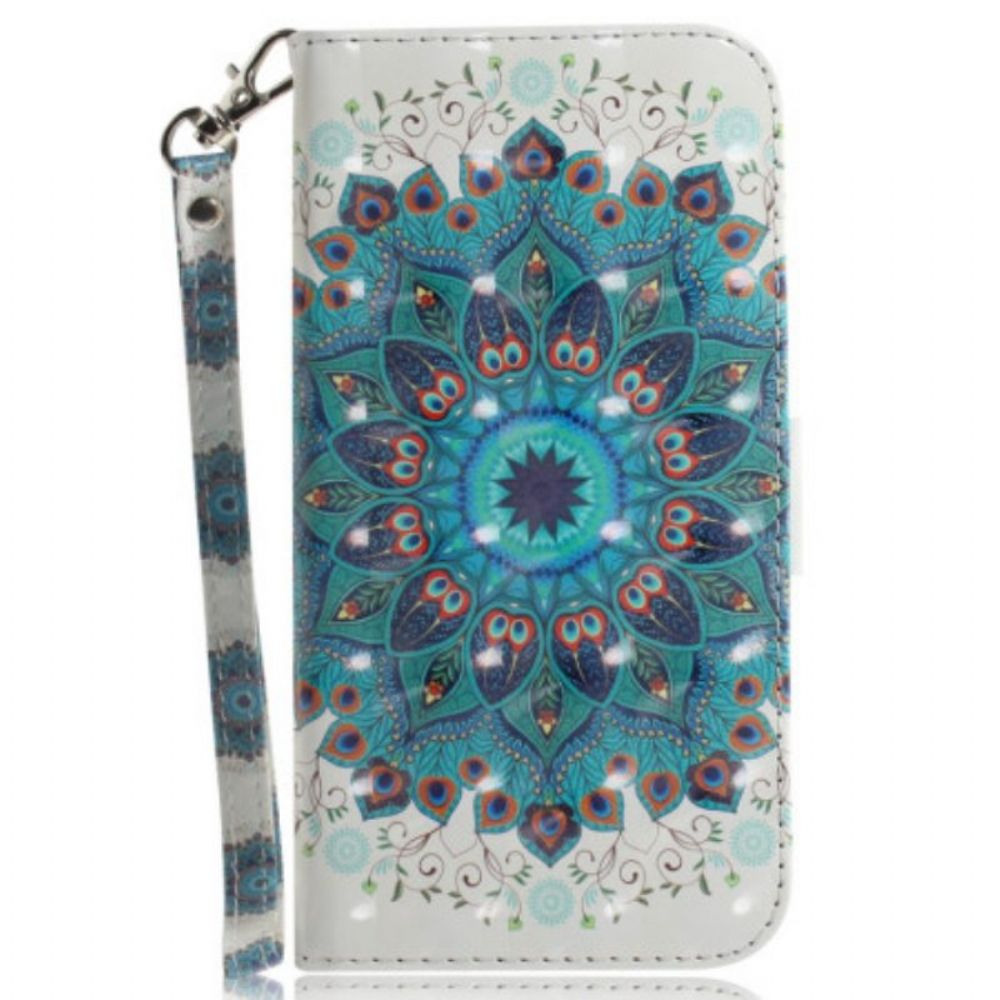 Folio-hoesje voor iPhone 15 Plus Met Ketting Mandala Met Bandje