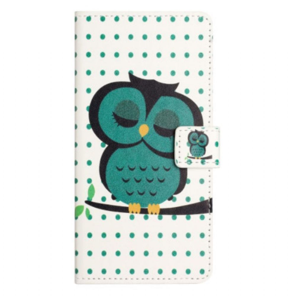 Folio-hoesje voor iPhone 15 Plus Slapende Uil