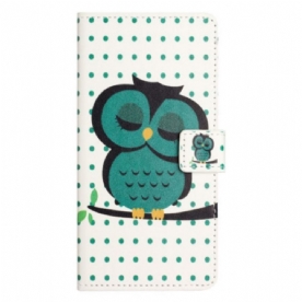 Folio-hoesje voor iPhone 15 Plus Slapende Uil