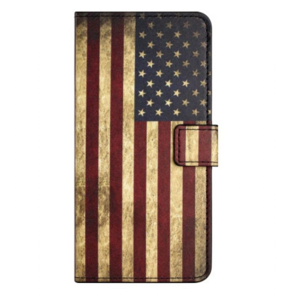 Folio-hoesje voor iPhone 15 Plus Vintage Amerikaanse Vlag