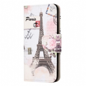 Folio-hoesje voor iPhone 15 Plus Vintage Eiffeltoren