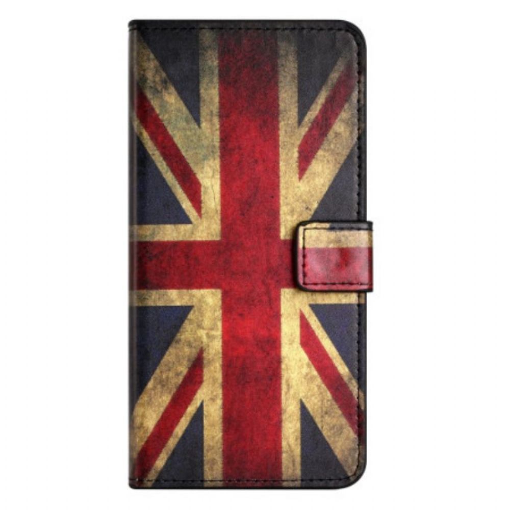 Folio-hoesje voor iPhone 15 Plus Vintage Engelse Vlag