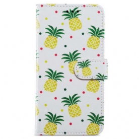 Leren Hoesje voor iPhone 15 Plus Met Ketting Ananas Met Bandje