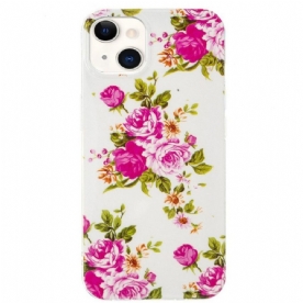 Telefoonhoesje voor iPhone 15 Plus Fluorescerende Bloemen