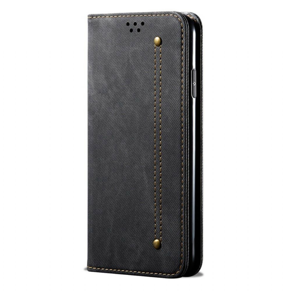 Bescherming Hoesje voor iPhone 13 Pro Max Folio-hoesje Imitatieleer Jeanstextuur