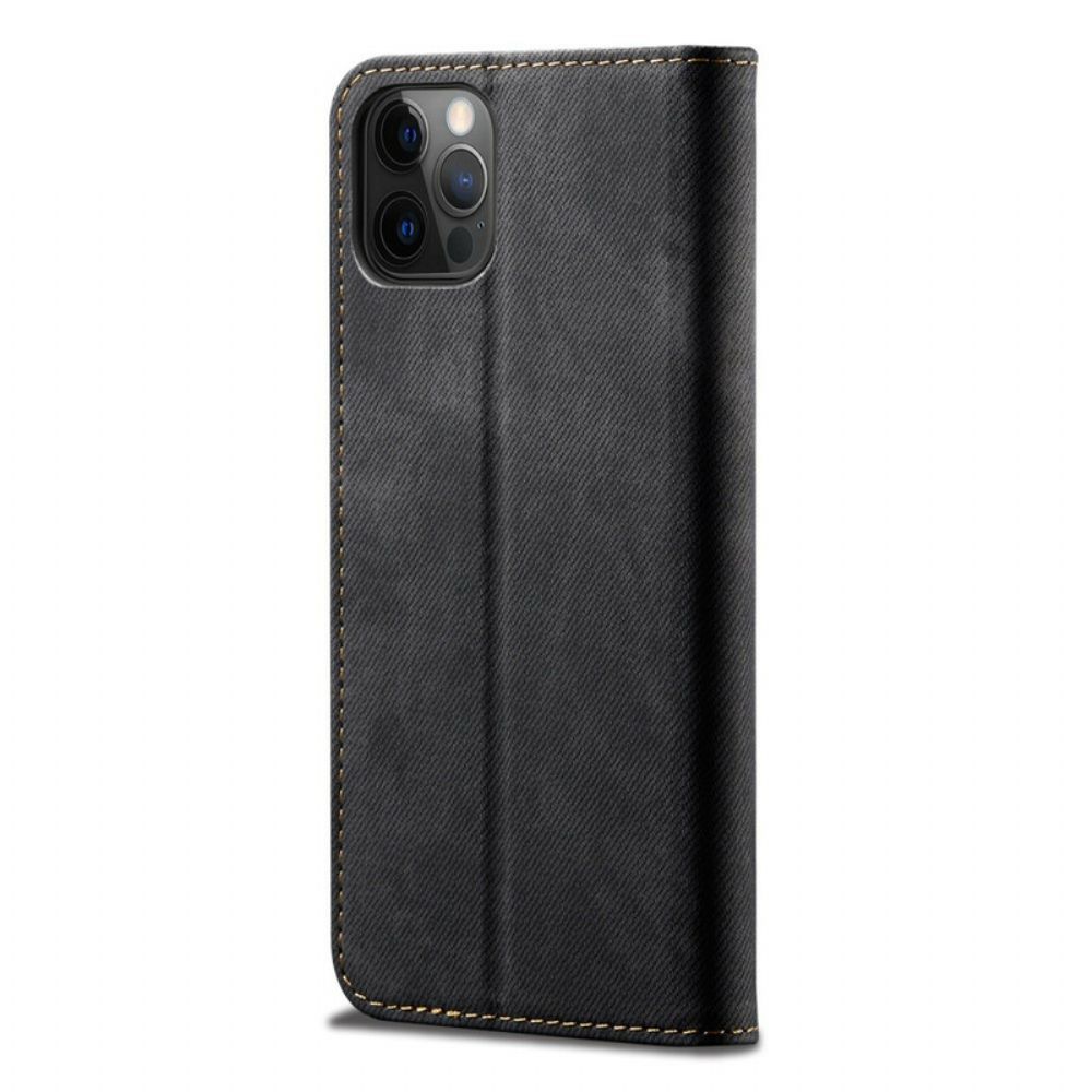 Bescherming Hoesje voor iPhone 13 Pro Max Folio-hoesje Imitatieleer Jeanstextuur