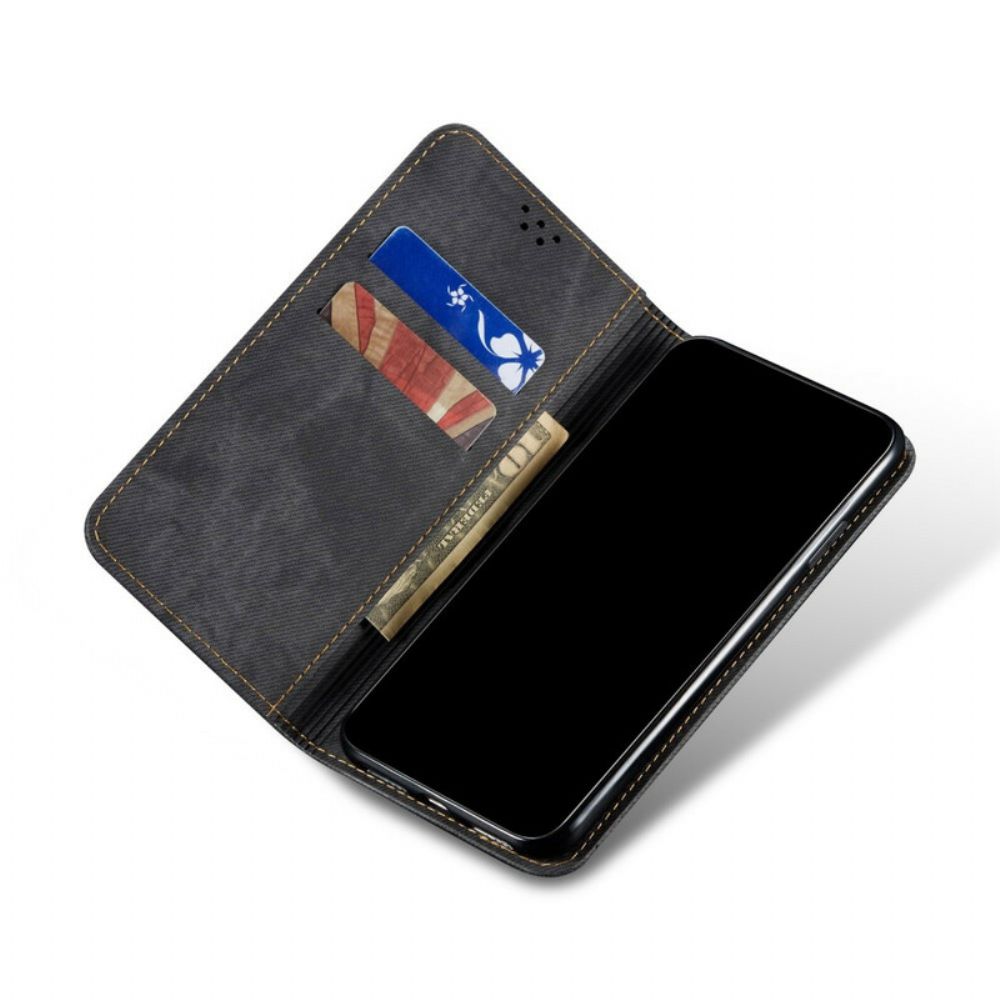 Bescherming Hoesje voor iPhone 13 Pro Max Folio-hoesje Imitatieleer Jeanstextuur