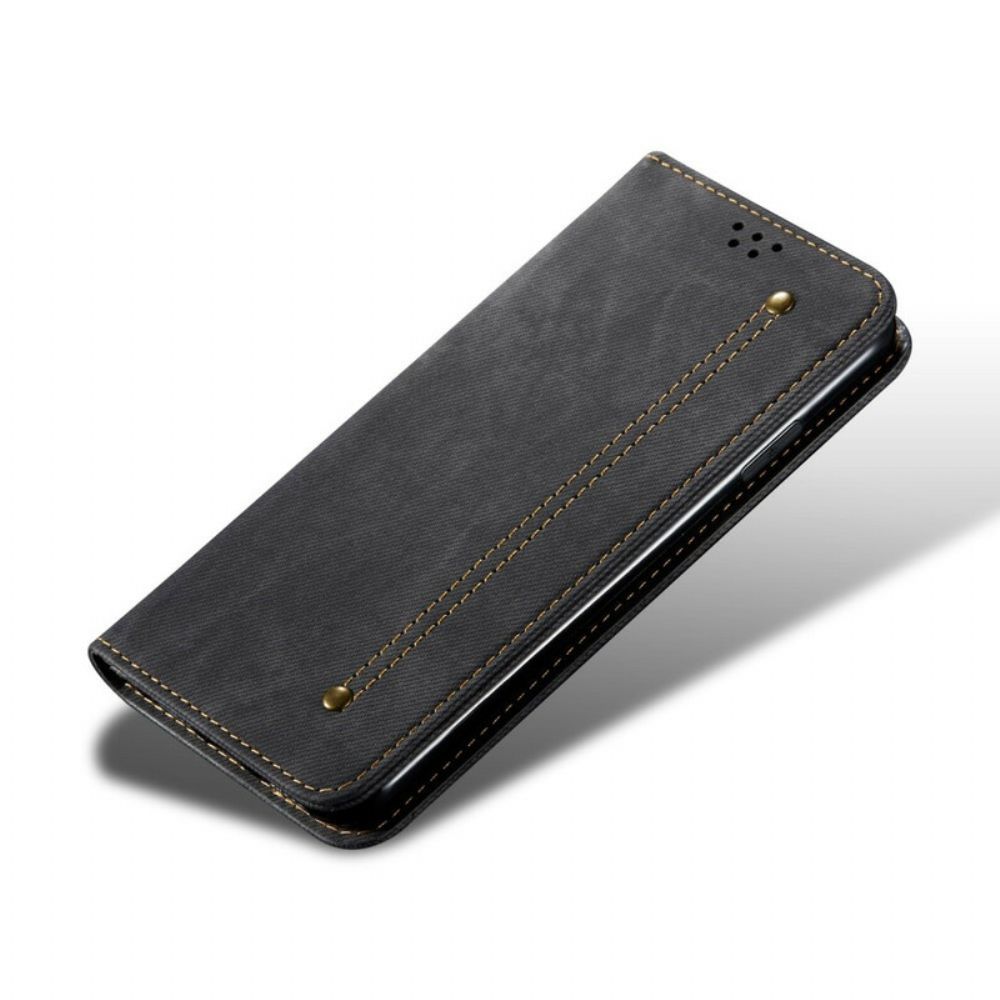 Bescherming Hoesje voor iPhone 13 Pro Max Folio-hoesje Imitatieleer Jeanstextuur