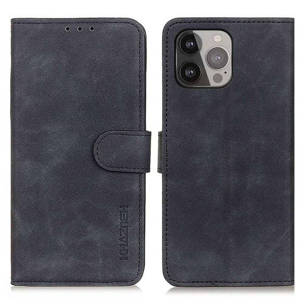 Flip Case voor iPhone 13 Pro Max Mat Vintage Leereffect Khazneh