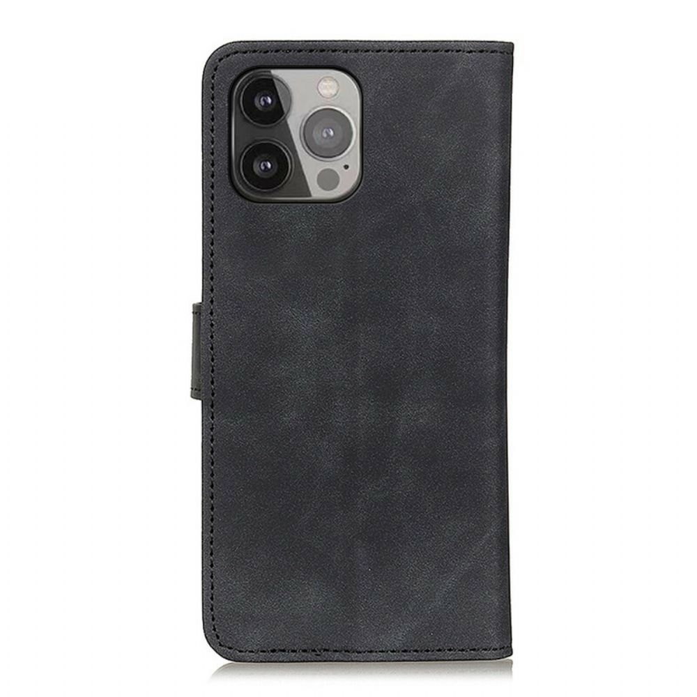 Flip Case voor iPhone 13 Pro Max Mat Vintage Leereffect Khazneh