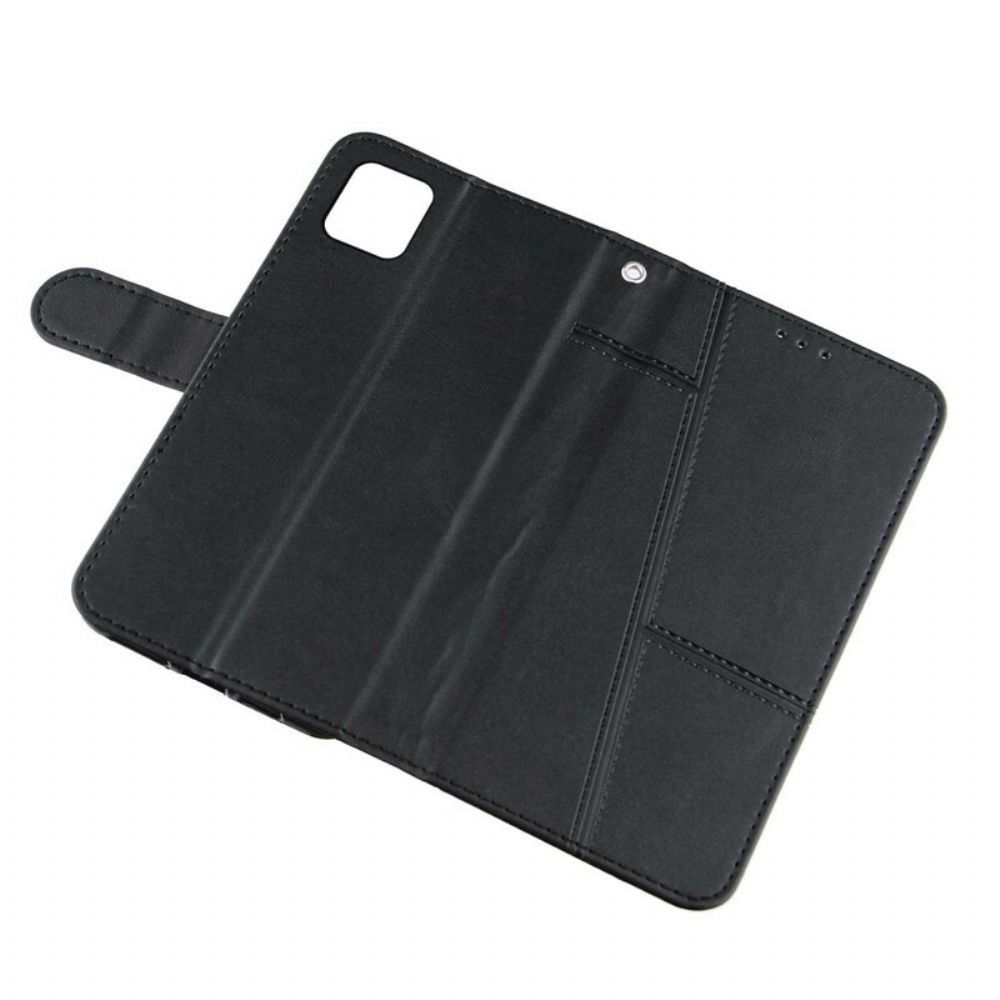 Flip Case voor iPhone 13 Pro Max Met Ketting Geo Kunstleren Band