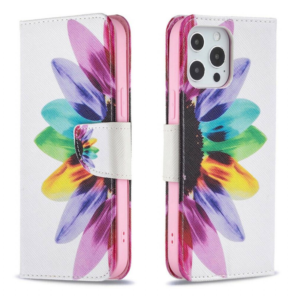 Folio-hoesje voor iPhone 13 Pro Max Aquarel Bloem