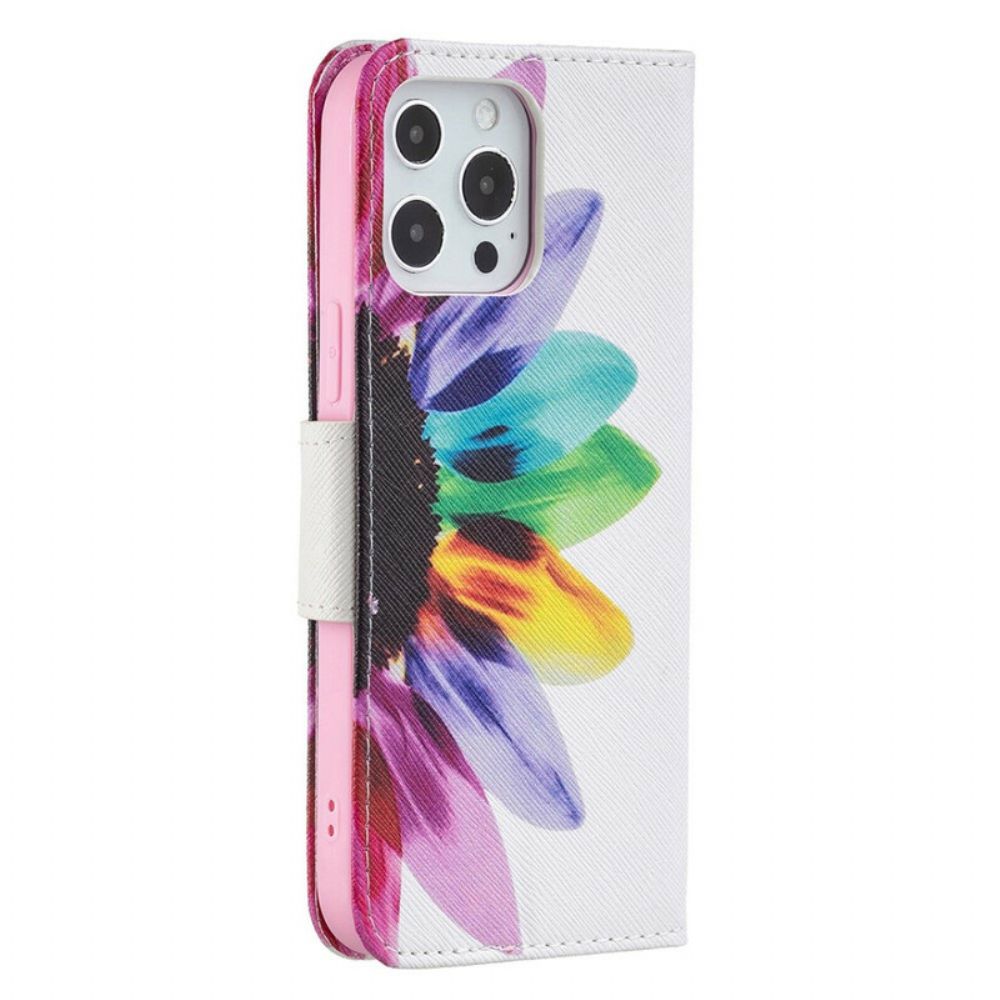 Folio-hoesje voor iPhone 13 Pro Max Aquarel Bloem