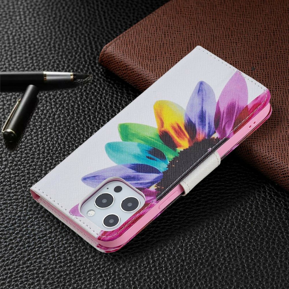 Folio-hoesje voor iPhone 13 Pro Max Aquarel Bloem