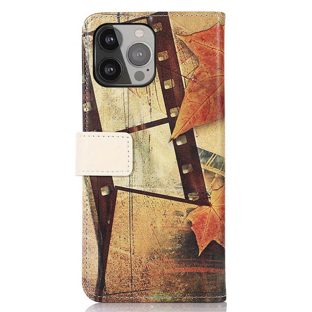 Folio-hoesje voor iPhone 13 Pro Max Eiffeltoren In De Herfst