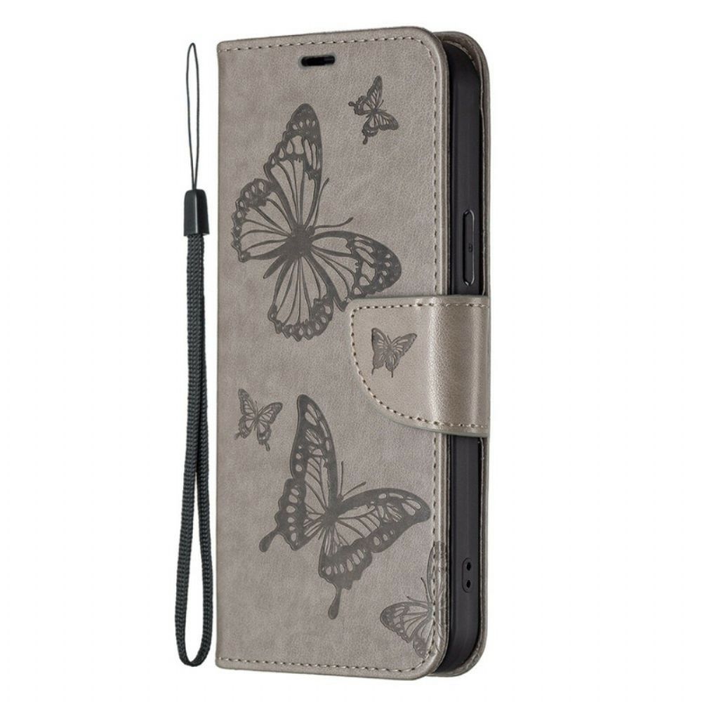 Folio-hoesje voor iPhone 13 Pro Max Flip Case Vlinders En Schuine Klep