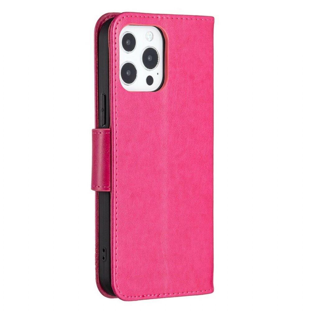 Folio-hoesje voor iPhone 13 Pro Max Flip Case Vlinders En Schuine Klep