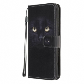 Folio-hoesje voor iPhone 13 Pro Max Met Ketting Gebonden Zwarte Kattenogen