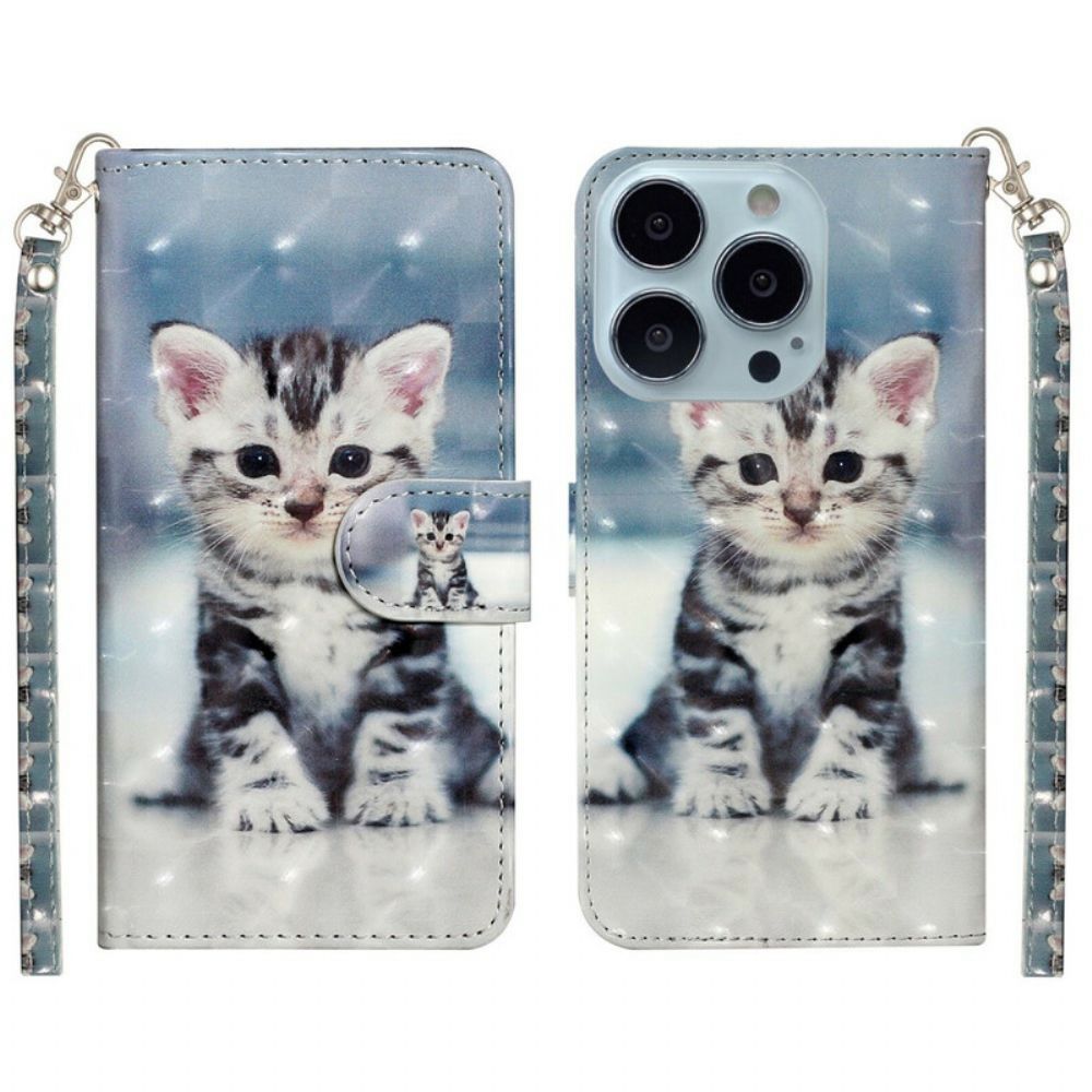 Folio-hoesje voor iPhone 13 Pro Max Met Ketting Kettinglichtspots Met Riem