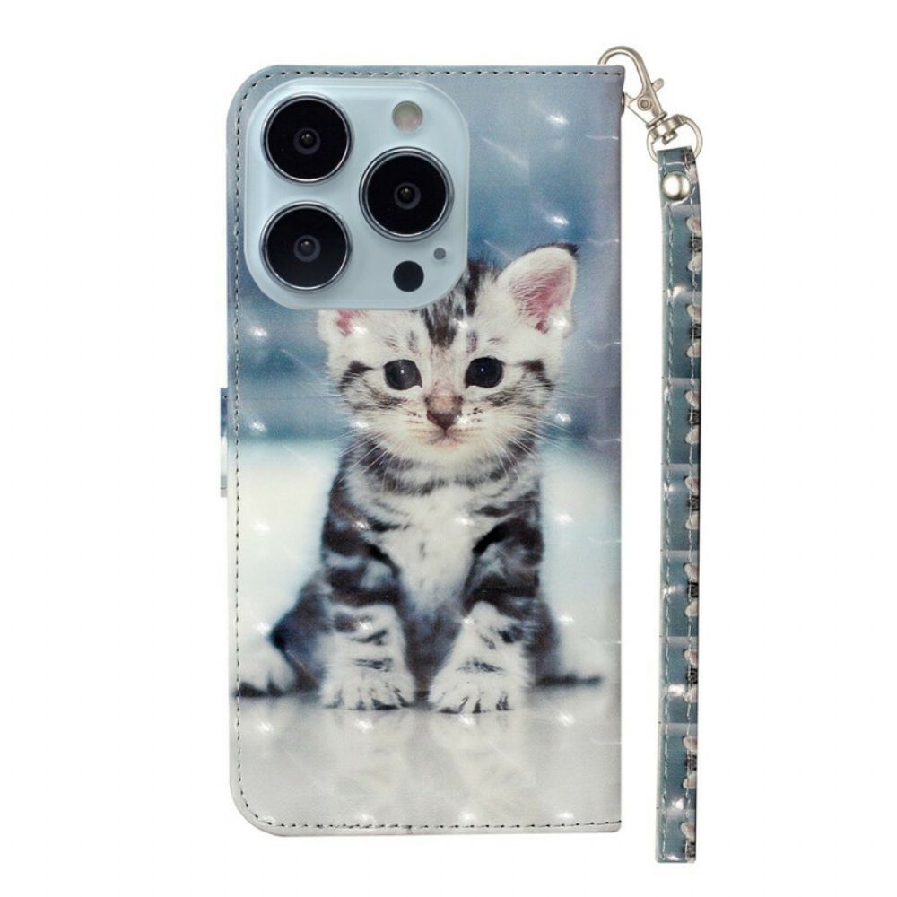 Folio-hoesje voor iPhone 13 Pro Max Met Ketting Kettinglichtspots Met Riem