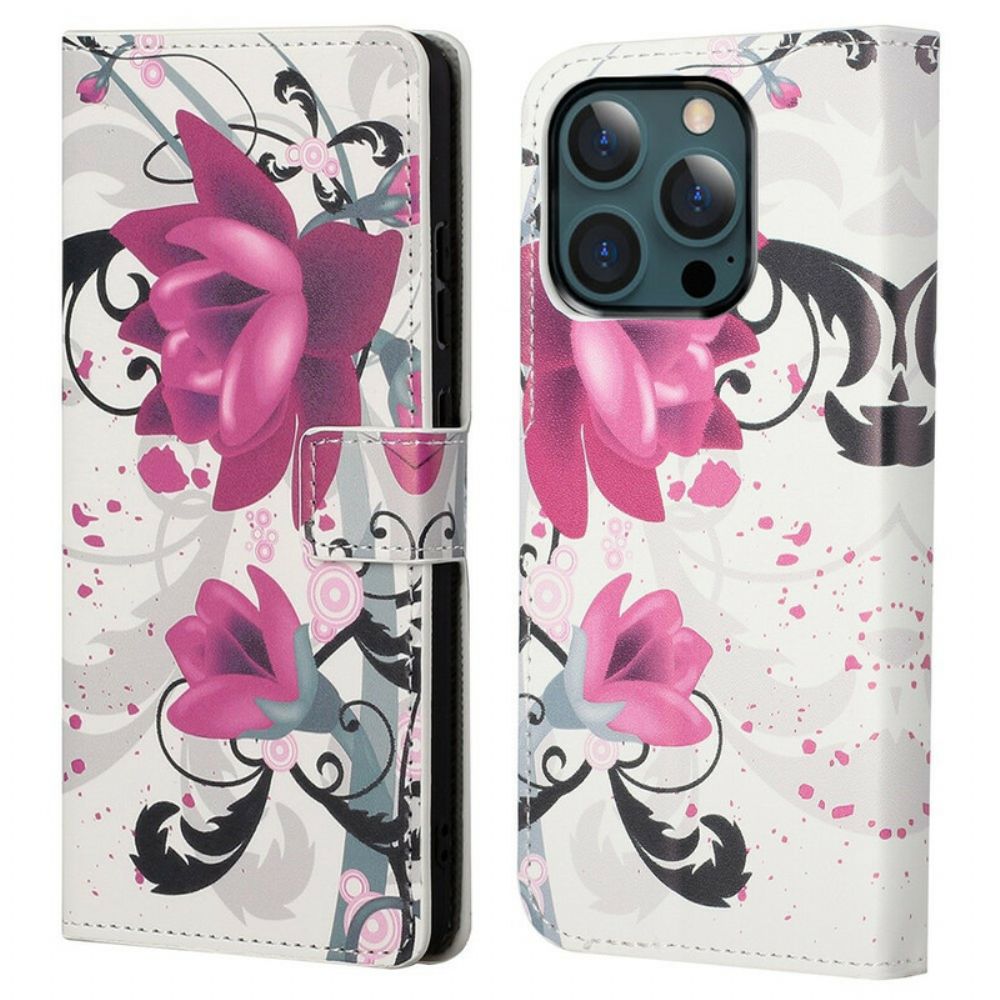 Folio-hoesje voor iPhone 13 Pro Max Tropische Bloemen