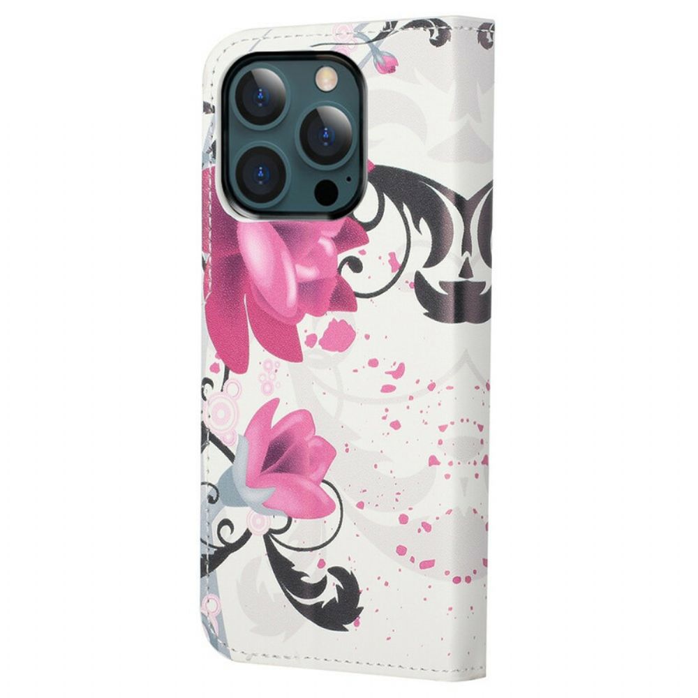 Folio-hoesje voor iPhone 13 Pro Max Tropische Bloemen